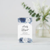 Dusty Blue en Navy Blue Bloemen Elegant Stijlvol Visitekaartje (Staand voorkant)