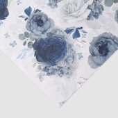 Dusty Blue en Navy Blue Bloemen Elegant Tissuepapier (Detail)