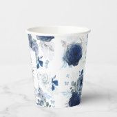 Dusty Blue en Navy Blue Floral Botanical Papieren Bekers (Links)