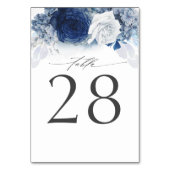 Dusty Blue en Navy Blue Trouwtafel Nummer Kaart (Achterkant)