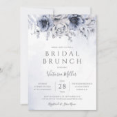 Dusty Blue en Navy Floral Elegant Bridal Brunch Kaart (Voorkant)