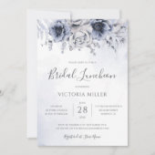 Dusty Blue en Navy Floral Elegant Bridal Luncheon Kaart (Voorkant)