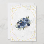 Dusty Blue en Navy Floral Elegant Kaart (Achterkant)
