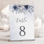 Dusty Blue en Navy Floral Elegant Wedding Kaart<br><div class="desc">Elegant modern bloemetjesnummer met stoffige blauwe waterverf bloemen met handgeschreven kalligrafie.</div>