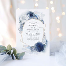 Dusty Blue en Navy Floral Elegant Wedding