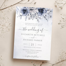 Dusty Blue en Navy Floral Elegant Wedding