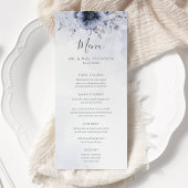 Dusty Blue en Navy Floral Elegant Wedding Menu