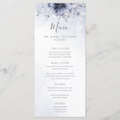 Dusty Blue en Navy Floral Elegant Wedding Menu (Voorkant)