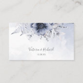 Dusty Blue en Navy Floral Elegant Wedding Plaatskaartje (Achterkant)