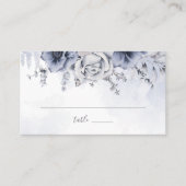 Dusty Blue en Navy Floral Elegant Wedding Plaatskaartje (Voorkant)