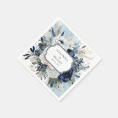 Dusty Blue en Navy Floral Elegant Wedding Servet (Hoek)