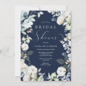 Dusty Blue en Navy Floral Vrijgezellenfeest Kaart (Voorkant)