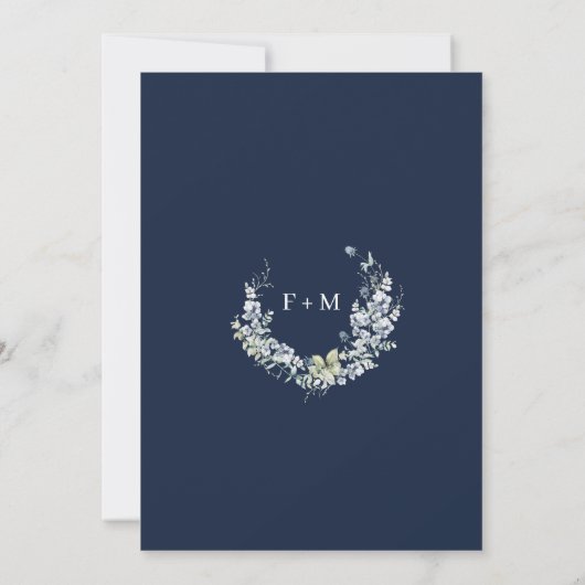 Dusty Blue en Navy Floral Vrijgezellenfeest Kaart (Achterkant)