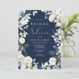 Dusty Blue en Navy Floral Vrijgezellenfeest Kaart
