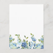 Dusty Blue en Navy Floral Wedding Receptie Informatiekaartje (Achterkant)