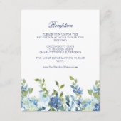 Dusty Blue en Navy Floral Wedding Receptie Informatiekaartje (Voorkant)