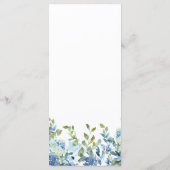 Dusty Blue en Navy Floral Wedding Receptie Menu (Achterkant)