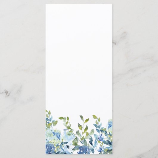 Dusty Blue en Navy Floral Wedding Receptie Menu (Achterkant)