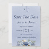 Dusty Blue en Navy Save The Date (Voorkant)
