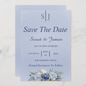Dusty Blue en Navy Save The Date (Voorkant / Achterkant)