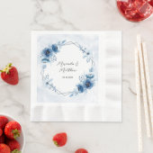 Dusty Blue en Navy Waterverf Floral Wedding Servet (Insitu)