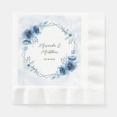 Dusty Blue en Navy Waterverf Floral Wedding Servet (Voorkant)