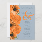 Dusty Blue en Oranje Rozen & Daisies2 Kaart