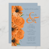 Dusty Blue en Oranje Rozen & Daisies2 Kaart (Voorkant / Achterkant)