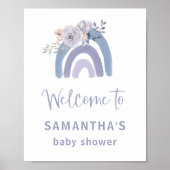 Dusty Blue en Paars Rainbow Baby shower Welcome Poster (Voorkant)