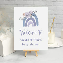 Dusty Blue en Paars Rainbow Baby shower Welcome Poster