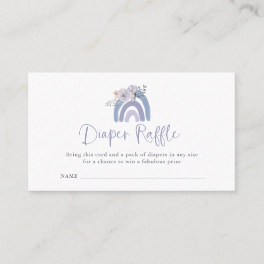 Dusty Blue en Paarse Boho | Rainbow Diaper Raffle Informatiekaartje (Voorkant)