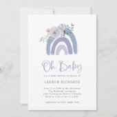 Dusty Blue en Paarse Boho Rainbow Oh Baby shower Kaart (Voorkant)