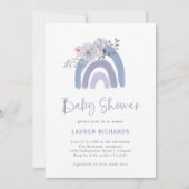 Dusty Blue en Paarse Boho | RegenboogBaby shower Kaart (Voorkant)