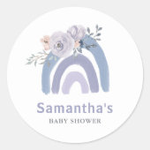 Dusty Blue en Paarse Boho | RegenboogBaby shower Ronde Sticker (Voorkant)