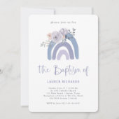 Dusty Blue en Paarse Boho | Regenboogbaptisme Kaart (Voorkant)
