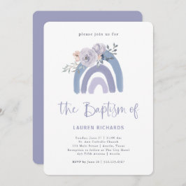 Dusty Blue en Paarse Boho | Regenboogbaptisme Kaart