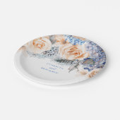 Dusty Blue en Peach Bloemen Elegante bruiloft Papieren Bordje (Gekanteld)