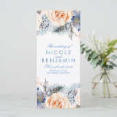 Dusty Blue en Peach Bloemen Wedding Programma's (Staand voorkant)