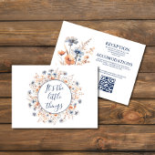 Dusty Blue en Peach Boho Wildflower QR-code Informatiekaartje