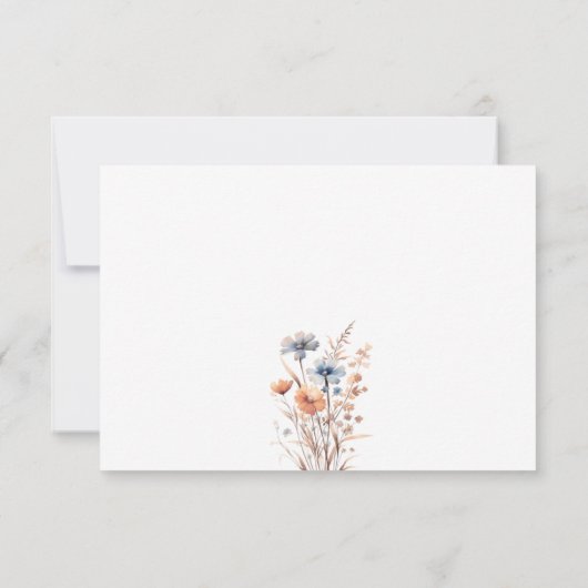 Dusty Blue en Peach Boho Wildflower RSVP-kaart Kaart (Achterkant)
