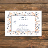 Dusty Blue en Peach Boho Wildflower RSVP-kaart Kaart