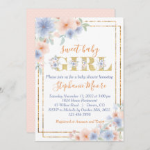 Dusty Blue en Peach Floral Baby shower