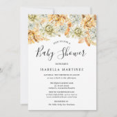 Dusty Blue en Peach Herfst Floral Baby shower Kaart (Voorkant)