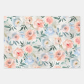 Dusty Blue en Peach Pink Peony Garden Inpakpapier Vel (Voorkant 2)