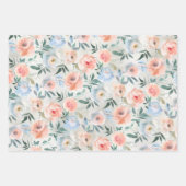 Dusty Blue en Peach Pink Peony Garden Inpakpapier Vel (Voorkant)