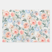 Dusty Blue en Peach Pink Peony Garden Inpakpapier Vel (Voorkant 3)