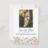Dusty Blue en Peach Wildflowers Sla de datum op Save The Date (Voorkant)