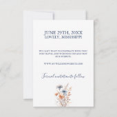 Dusty Blue en Peach Wildflowers Sla de datum op Save The Date (Achterkant)