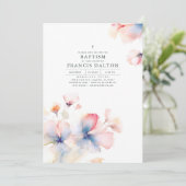 Dusty Blue en Pink Elegant Etherische Doop Kaart (Staand voorkant)