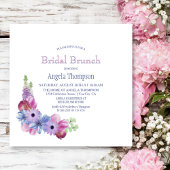 Dusty Blue en Pink Floral Bridal Brunch Kaart